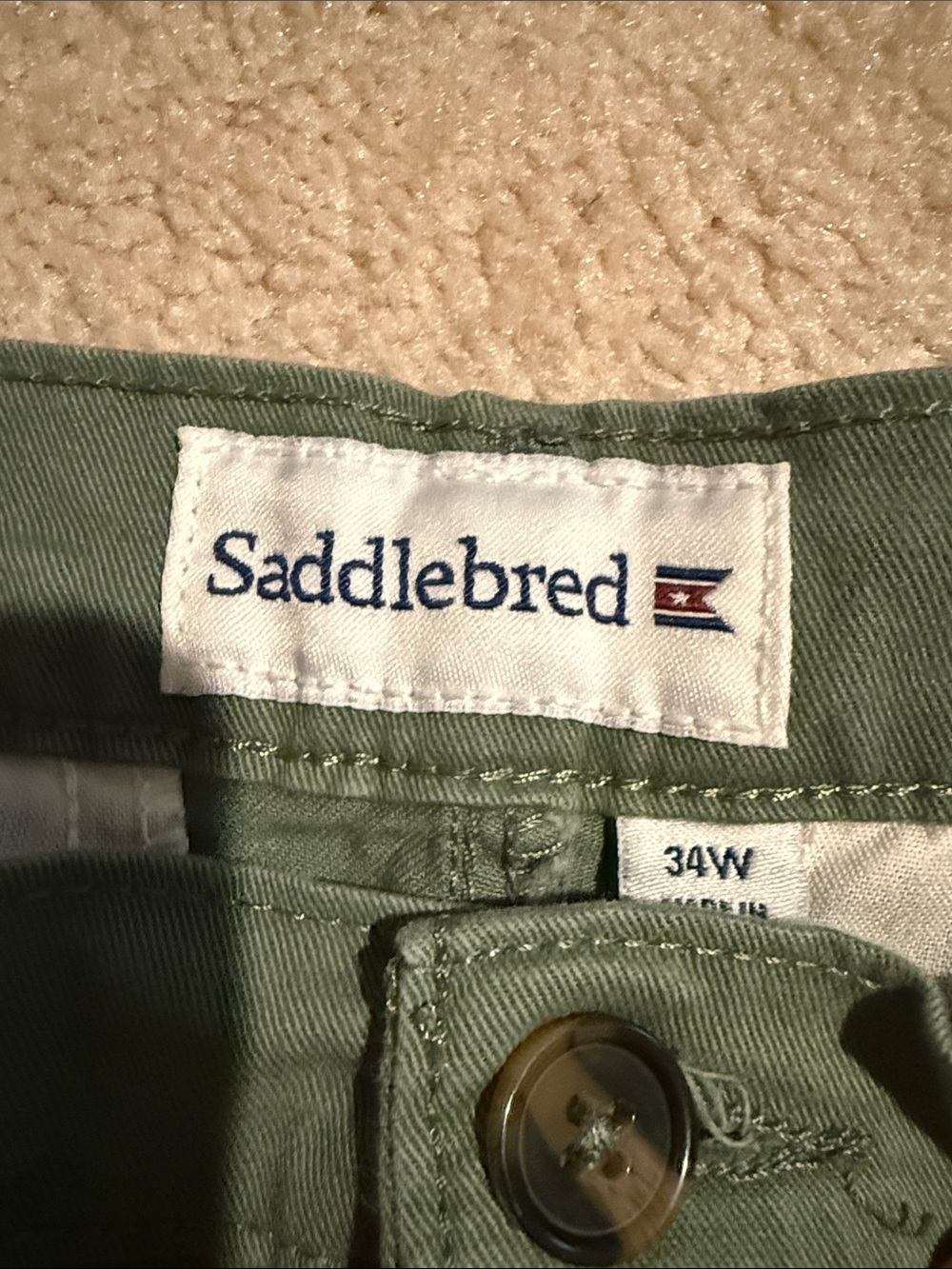 Saddlebred Olive Green Flat-Front Men's Shorts - Picture 2 of 5